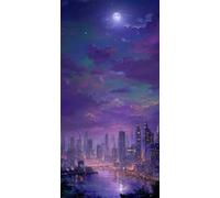 Diamond Painting Kit Completo 80 x 160cm, DIY Scena notturna della città Diamond Painting Adulti Luna Strass Embroidery Kit Punto Croce, Passatempo per Adulti Quadri Moderni Soggiorno Regalo DZSH6268