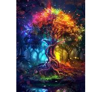 Diamond Painting Kit Completo Albero, 5D Diamond Painting Adulti Pianta, Disegni con Perline da Attaccare, Fai Da Te Pittura Diamante Ricamo a Punto Croce Kit per Decorazione Casa 90x120cm 3-3165