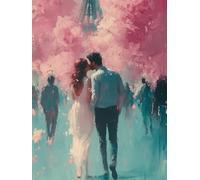 Diamond Painting Kit Completo Amore Diamond Painting Adults Parigi, 5D Diamantini Crystal Art Passatempo per Adulti DIY Strass Quadrato Kit Ricamo per Decorazione Parete Casa, Regalo 50x80cm 2-24707Z