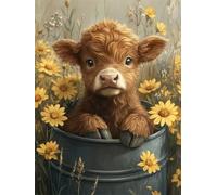 Diamond Painting Kit Completo Animale 5D DIY Diamond Painting Adulti, Bue Pittura Diamante Quadri Con Perline, Diamantini Crystal Art Pittura per Decorazione Casa e Pareti, Regalo Donna 80x100cm X-678