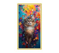 Diamond Painting Kit Completo animali gatti Diamond Painting Adulti DIY Diamantini Crystal Art Mosaico Ricamo a Punto Croce Kit Completo, Decorazione per Casa, Regalo di Compleanno 50x100cm q-135