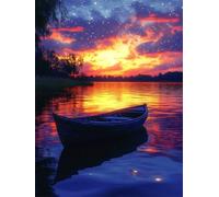 Diamond Painting Kit Completo Barca 5D DIY Diamond Painting Adulti, Tramonto Pittura Diamante Quadri Con Perline, Diamantini Crystal Art Bambini Pittura per Decorazione Casa e Pareti 10x15cm X-663