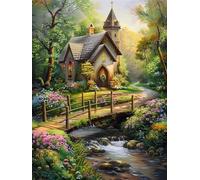 Diamond Painting Kit Completo Casa Delle Fiabe, DIY 5D Diamond Painting Grandi Dimensioni 80x120cm, Diamond Painting Ponte, Quadri Con Perline Pittura Diamante per Decorazione da Parete -YZ1223