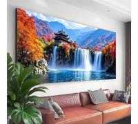 Diamond Painting Kit Completo Cascata Diamond Painting Adulti Grandi Dimensioni 125x50 cm, 5D Pittura a Diamante Paesaggio, DIY Rotondo Crystal Ricamo Punto Croce Art per Decorazioni Casa Regalo A-6