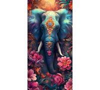 Diamond Painting Kit Completo, Diamond Painting Adulti Grandi Dimensioni 50x100cm Pittura Diamante Elefante Fiori, Diamantini Crystal Art per Natale Regalo Decor Parete Camera Casa Soggiorno w-162
