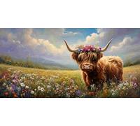 Diamond Painting Kit Completo, Diamond Painting Adulti Grandi Dimensioni 50x100cm Pittura Diamante Fiori bovine dell'altopiano, Diamantini Crystal Art per Natale Regalo Decor Parete Camera Casa w-403