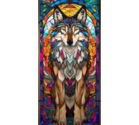 Diamond Painting Kit Completo, Diamond Painting Adulti Grandi Dimensioni 70x140cm Pittura Diamante Animali Lupi, Diamantini Crystal Art per Natale Regalo Decoration Parete Camera Casa Soggiorno w-202