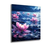 Diamond Painting Kit Completo, Diamond Painting Bambina Adulti, Rotondi Diamanti Diamantini Crystal Art Kit, Pittura Diamante 5D Arte Artigianato, Casa Parete Decorativi Loto Lago 60x80 cm G-245