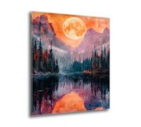 Diamond Painting Kit Completo, Diamond Painting Bambina Adulti, Rotondi Diamanti Diamantini Crystal Art Kit, Pittura Diamante 5D Arte Artigianato, Casa Parete Decorativi Foresta Luna 50x70 cm G-405