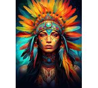 Diamond Painting Kit Completo, Diamond Painting Indiani Donna 5D Diamond Painting Adulti, Kit per Pittura Diamante Fai Da Te, Quadri con Perline per la Decorazione Della Parete di Casa 40x50cm