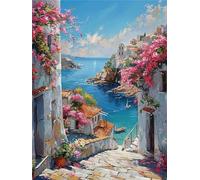 Diamond Painting Kit Completo Disegni con Perline da Attaccare Pittura Diamante 5D Paesaggio Quadri Diamanti Incollare Mare Regalo Donna Compleanno Anniversario Per Amica Decorazioni Parete 40x50cm