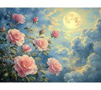 Diamond Painting Kit Completo, DIY Diamond Painting Luna Diamond Painting Bambina, Pittura Diamante Fiore Diamantini Crystal Art Bambini Pittura Kit per Decorazione Della Parete di Casa 50x70cm