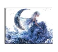 Diamond Painting Kit Completo Donna Luna Diamantini Crystal Art Adulti, Kit Punto Croce Passatempo per Adulti e Bambini, per Autunnali Halloween Decorazioni Casa parete, Natale Regali 35x45cm A-j-67