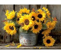 Diamond Painting Kit Completo Fiore 5D DIY Diamond Painting Adulti, Girasole Pittura Diamante Quadri Con Perline, Diamantini Crystal Art Bambini Pittura per Decorazione Casa e Pareti 50x70cm X-716