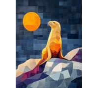 Diamond Painting Kit Completo Foca Diamond Painting Adults Sole, Easy DIY 5D Diamantini Crystal Art Passatempo per Adulti Quadrato Kit Punto Croce per Decorazione Parete Casa, Regalo 60x80cm N-MD56