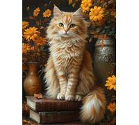 Diamond Painting Kit Completo Gatto 5D DIY Diamond Painting Adulti, Fiore Pittura Diamante Quadri Con Perline, Diamantini Crystal Art Pittura per Decorazione Casa e Pareti, Regalo Donna 60x90cm X-561