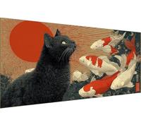 Diamond Painting Kit Completo Gatto Diamond Painting Adulti Pescare Quadri Con Perline DIY Diamantini Crystal Art Passatempo per Adulti 5D Runde Full Drill Ricamo per Decorazione 60x120cm 4-8K65