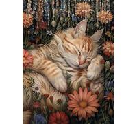Diamond Painting Kit Completo, Gatto Pittura Diamante per Bambini e Adulti, 5D Quadri Diamond Painting Fiore DIY Mosaico Strass Diamantini Crystal art per Decorazioni Casa e Pareti 30x40 cm Q4-43