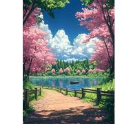 Diamond Painting Kit Completo, Lago Pittura Diamante per Bambini e Adulti, 5D Quadri Diamond Painting Albero DIY Mosaico Strass Diamantini Crystal art per Decorazioni Casa e Pareti 50x70 cm Q4-947