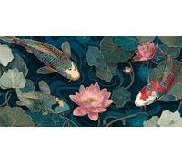 Diamond Painting Kit Completo Le poisson, Quadri Diamond Painting Adulti Fleurs de lotus, Diamantini Crystal Art, Pittura Diamante Passatempo Per Adulti, Adatto Decorazione Della Casa 80x160cm g-887