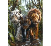 Diamond Painting Kit Completo Leone Diamond Painting Adults Tigre, DIY 5D Diamantini Crystal Art Passatempo per Adulti Quadrato Kit Punto Croce per Decorazione Parete Casa, Regalo 100x135cm K-1V29