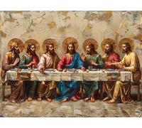 Diamond Painting Kit Completo L'Ultima Cena, 5D Diamond Painting Adulti Cibo, DIY Disegni con Perline da Attaccare, Diamantini Crystal Art Kit Pittura Adulti, Decorazione Casa Regalo 50x65cm Q-5597