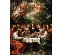 Diamond Painting Kit Completo L'Ultima Cena Diamond Painting Adulti, 5D DIY Quadri con Perline Cibo, Diamante Crystal Art Kit, Ricamo a Punto Croce Artigianale Hobby, Decorazione Casa 100x135cm A-5803