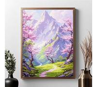 Diamond Painting Kit Completo Montagna Diamond Painting Adulti Fiore 5D DIY Pittura Diamante, Strass Ricamo a Punto Croce Pittura Kit Crystal Art per Decorazione, Regalo Donne 60x80 cm JPF U-V