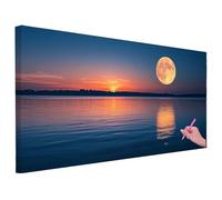 Diamond Painting Kit Completo Oceano, Diamond Painting Grandi Dimensioni 160x80cm, DIY Quadri Con Perline Diamantini Crystal Art Kit, 5D Pittura Diamante Adulti Luna per Regalo Donna Decor -1687