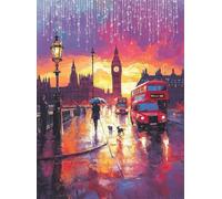 Diamond Painting Kit Completo, Paesaggio Pittura Diamante per Bambini e Adulti, 5D Quadri Diamond Painting Londra DIY Mosaico Strass Diamantini Crystal art per Decorazioni Casa Pareti 60x80 cm Q4-349