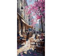 Diamond Painting Kit Completo Parigi Diamond Painting Adults Strada, 5D Diamantini Crystal Art Kit Ricamo Passatempo per Adulti DIY Strass Round Diamantiny Art Decorazione Regalo 60x120cm 5-SJ2383