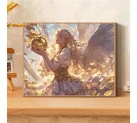 Diamond Painting Kit Completo per Adulti, 5D Moneta D'Oro Pittura Diamante Cristallo Full Drill Tondo, Ricamo a Punto Croce Mosaico Artigianale Fai da Te, Decorazione Regalo (Angelo) 20x30cm 0sc777