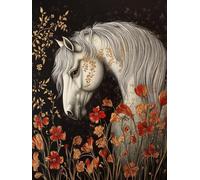 Diamond Painting Kit Completo Pianta Diamond Painting Cavallo, 5D Diamantini Crystal Art Bambini Pittura Diamante, Fai da Te Strass Ricamo a Punto Croce per Casa Decorazioni Parete 35x55 cm O4-683