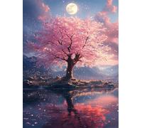Diamond Painting Kit Completo, Pittura Diamante Albero Dei Fiori Diamantini Crystal Art Painting Kit, Round Full Drill Luna DIY Pittura Diamant Adulti Ricamo Punto Croce Art Artigianato 60x80cm L-319