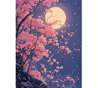 Diamond Painting Kit Completo, Pittura Diamante Albero Dei Fiori Diamantini Crystal Art Painting Kit, Round Full Drill Luna DIY Pittura Diamant Adulti Ricamo Punto Croce Art Artigianato 60x80cm L-445