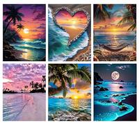 Diamond Painting Kit Completo Pittura Diamante Paesaggi 6 Pezzi Hobby Creativi Adulti Bambina Quadri con Perline 5d Diy Accessori Disegni Bambini Regalo Parete Camera Casa Soggiorno Decorazioni