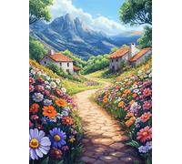Diamond Painting Kit Completo, Pittura Diamante Piccola Città Diamantini Crystal Art Painting Kit, Round Full Drill Margherita DIY Pittura Diamant Adulti Ricamo Punto Croce Artigianato 40x60cm L-431