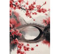 Diamond Painting Kit Completo Plum Bossom 5D DIY Diamond Painting Adulti, Piccolo ponte Pittura Diamante Quadri Con Perline, Diamantini Crystal Art Pittura per Decorazione Casa e Pareti 40x50cm X-674