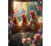 Diamond Painting Kit Completo Pollo Diamond Painting Adults Flower, DIY 5D Diamantini Crystal Art Passatempo per Adulti Quadrato Kit Punto Croce per Decorazione Parete Casa, Regalo 40x50cm 2-ER58