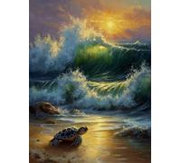 Diamond Painting Kit Completo Sea Diamond Painting Adults Tartarughe Marine, DIY 5D Diamantini Crystal Art Passatempo per Adulti Quadrato Kit Punto Croce per Decorazione Parete Casa 80x100cm 0-S767