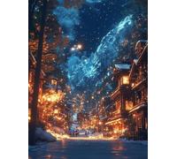 Diamond Painting Kit Completo Strada Diamond Painting Adults Inverno, 5D Diamantini Crystal Art Passatempo per Adulti DIY Strass Quadrato Kit Ricamo per Decorazione Parete Casa, 50x80cm 5-3W37P4