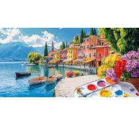 Diamond Painting Kit Completo Sulla Spiaggia Diamond Painting Adulti Grandi Dimensioni Piccola Città Diamantini Art, 5D DIY Strass Ricamo a Punto Croce, Hobby Creativi Adulti Decor Parete 80x160cm f11