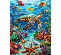 Diamond Painting Kit Completo Tartaruga DIY Diamond Painting Adulti Stella marina 80x100cm Pittura Diamante 5D, Puzzle Diamantini Crystal Art, Strass Punto Croce Pittura per Ddecorazioni Casa yc-477