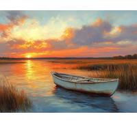 Diamond Painting Kit Completo Tramonto Diamond Painting Adulti Lago Pittura Diamante, DIY 5D Diamantini Crystal Art, Strass Ricamo a Punto Croce Kit per Decorazioni Parete Regalo 60x45 cm F0-327