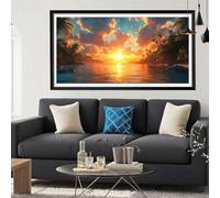 Diamond Painting Kit Completo Tramonto Diamond Painting Grandi Dimensioni 40x80CM Pittura Diamante Lago Fai da Te Diamantini Crystal Art Strass Ricamo Punto Croce per Decorazioni Casa, Regali Y6-326