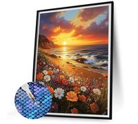Diamond Painting Kit Completo Tramonto Pittura Diamante Fiori Diamond Painting Adulti 30x40 5D Pittura Diamante Fai da Te Diamantini Crystal Art Punto Croce Artigianale per Principianti Bambini N-667