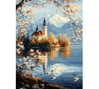 Diamond Painting Lago Diamond Painting Adulti, Fiore 5D Pittura Diamante per Adulti, Diamantini Crystal Art Kits, Pittura Diamante Kit Completo, Decorazione da Parete Casa, Regalo 40x50cm, Model 222