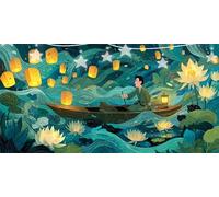 Diamond Painting Lanterna Kongming Diamond Painting Kit Completo Loto Disegni Con Perline da Attaccare, 5D Pittura A Diamante, Ricamo A Punto Croce Paintings per Decorazione Parete 40x80cm G6-633
