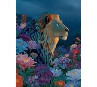 Diamond Painting Leone, 5D Diamond Painting Kit Completo Fiori, DIY Disegni con Perline da Attaccare, Diamantini Crystal Art Ricamo a Punto Croce Kit per Decorazioni Murale, Regalo 60x80cm - 1F767
