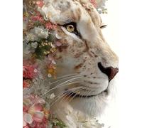 Diamond Painting Leone, 5D Diamond Painting Kit Completo Fiori, DIY Disegni con Perline da Attaccare, Diamantini Crystal Art Ricamo a Punto Croce Kit per Decorazioni Murale, Regalo 70x95cm - 1F34C